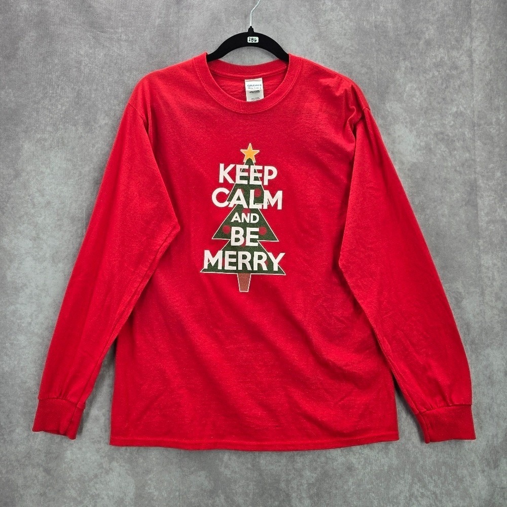 Red‎ Keep Calm And Be Merry Christmas Holiday Tree Star Top Medium